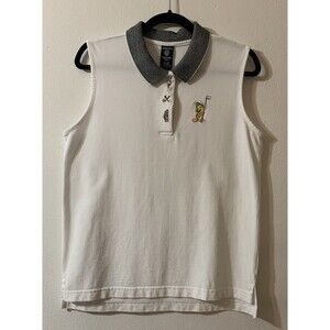 Warner Bros. White and Gray Sleeveless Polo Top